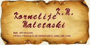 Kornelije Maletaški vizit kartica